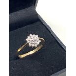 9ct gold diamond starburst cluster ring (1.8g)