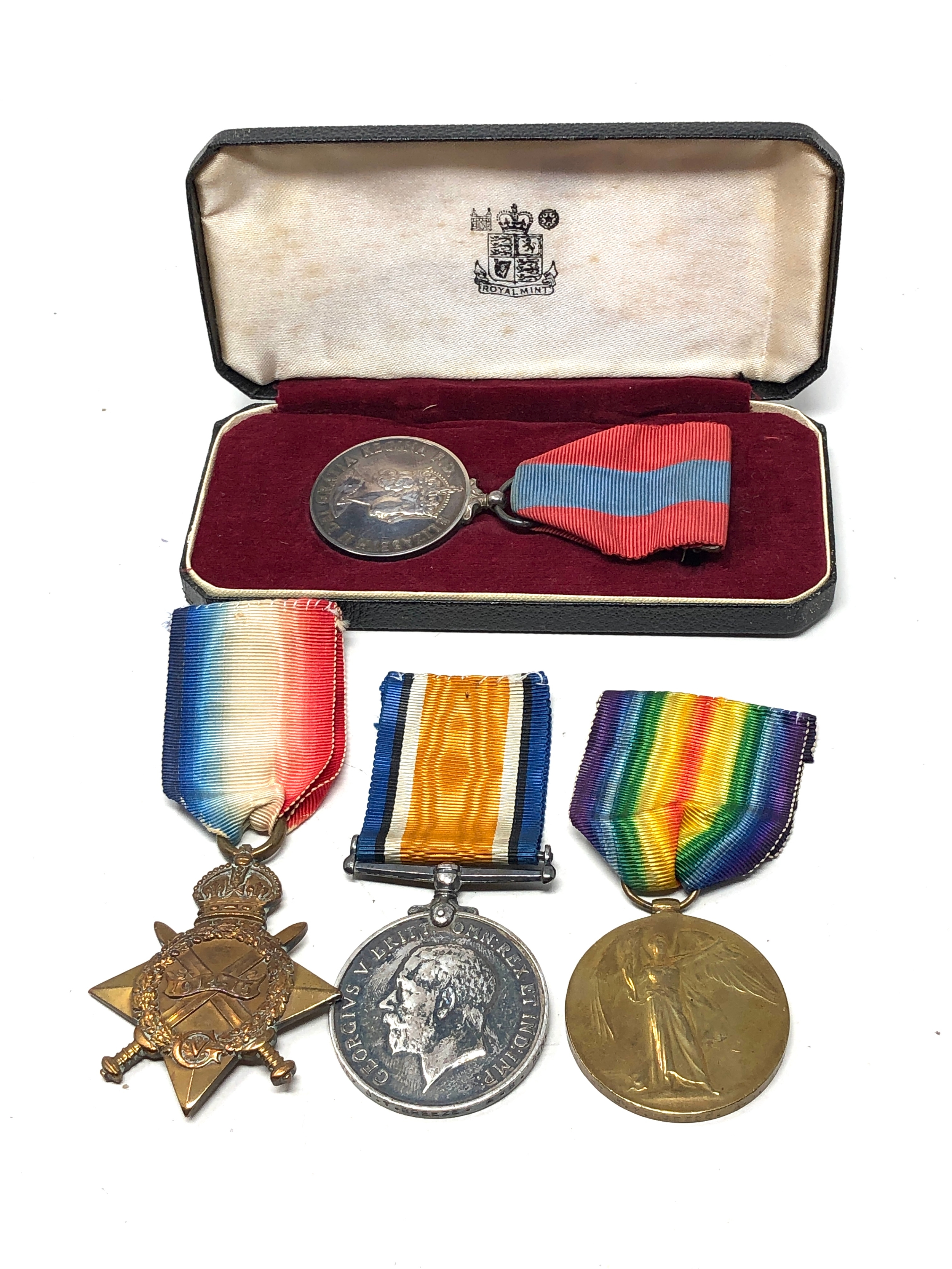 ww1 trio medals & imperial service medal to j.23057 j.t.breeze ord r.n