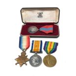 ww1 trio medals & imperial service medal to j.23057 j.t.breeze ord r.n