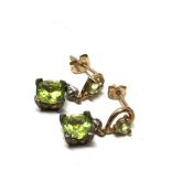 9ct gold peridot & diamond drop earrings (1.7g)