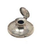 Antique silver desk inkwell Birmingham silver hallmarks measures approx 10cm dia height 4.5cm