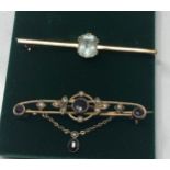 2 antique 9ct gold pin brooches weight 6.1g