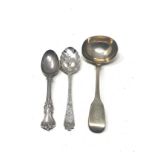 3 georgian silver spoons includes ladle spoon weight 124g