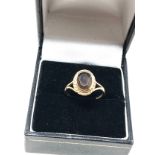 9ct gold vintage smoky quartz rub over ring (2.2g)