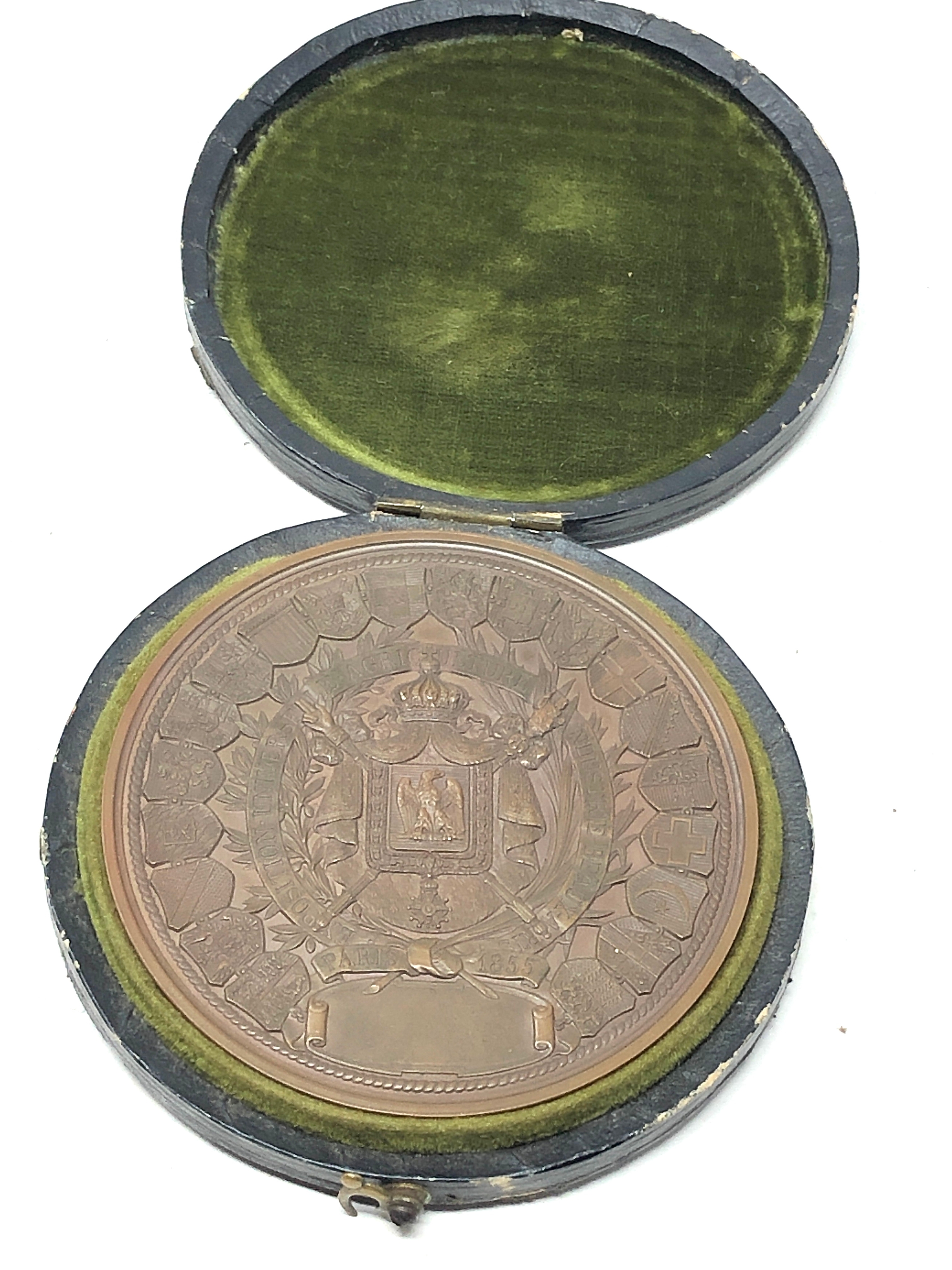 1855 bronze napoleon 111 exposition medal original box - Image 3 of 3