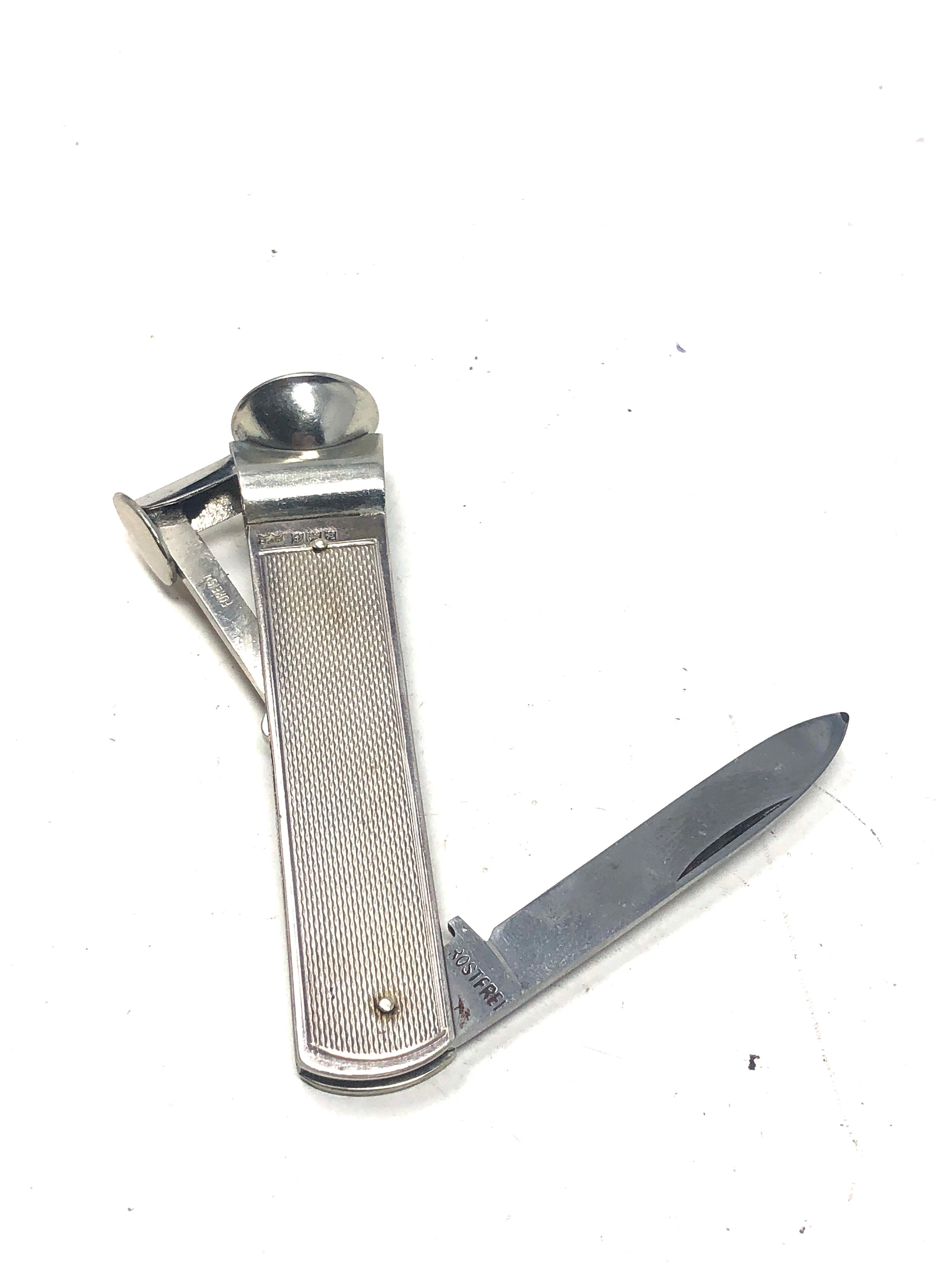 vintage silver cigar cutter pen knife birmingham silver hallmark - Image 2 of 5