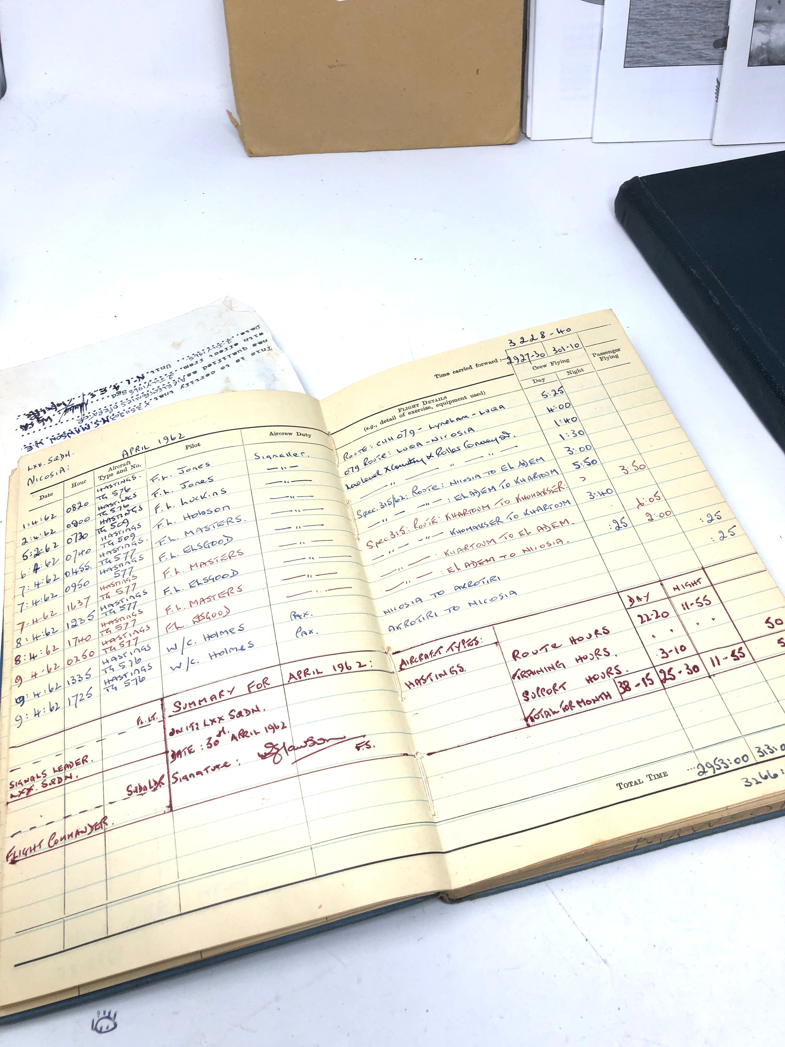 3 raf logbooks relating to sgt w.e mawson + tacs magazines logbooks first entyry 3/4/52 last 27/7/70 - Image 4 of 12