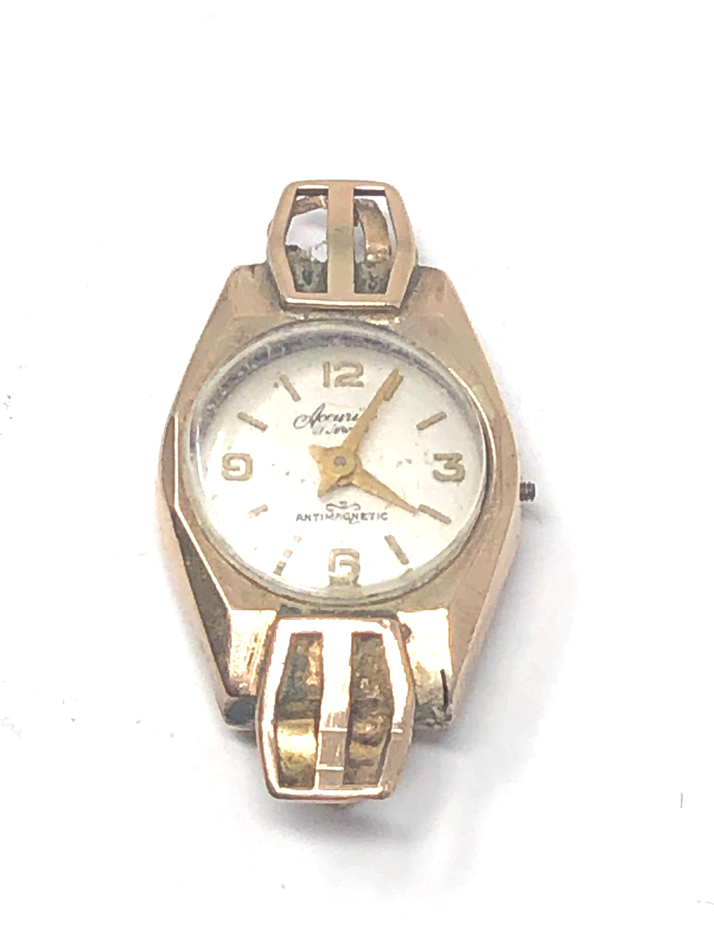 ladies 9ct gold accurist wrist watch head only for spares gold weight 2.9g