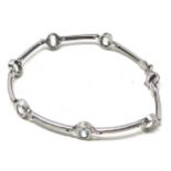 9ct white gold aquamarine bracelet weight 6.8g