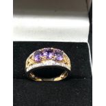 9ct gold Amethyst & diamond ring weight 4.4g