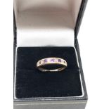 9ct gold amethyst & diamond ring weight 1.5g