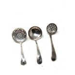 3 antique silver spoons 2 shifter etc