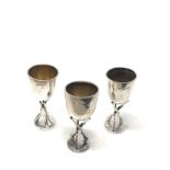 3 antique silver egg cups