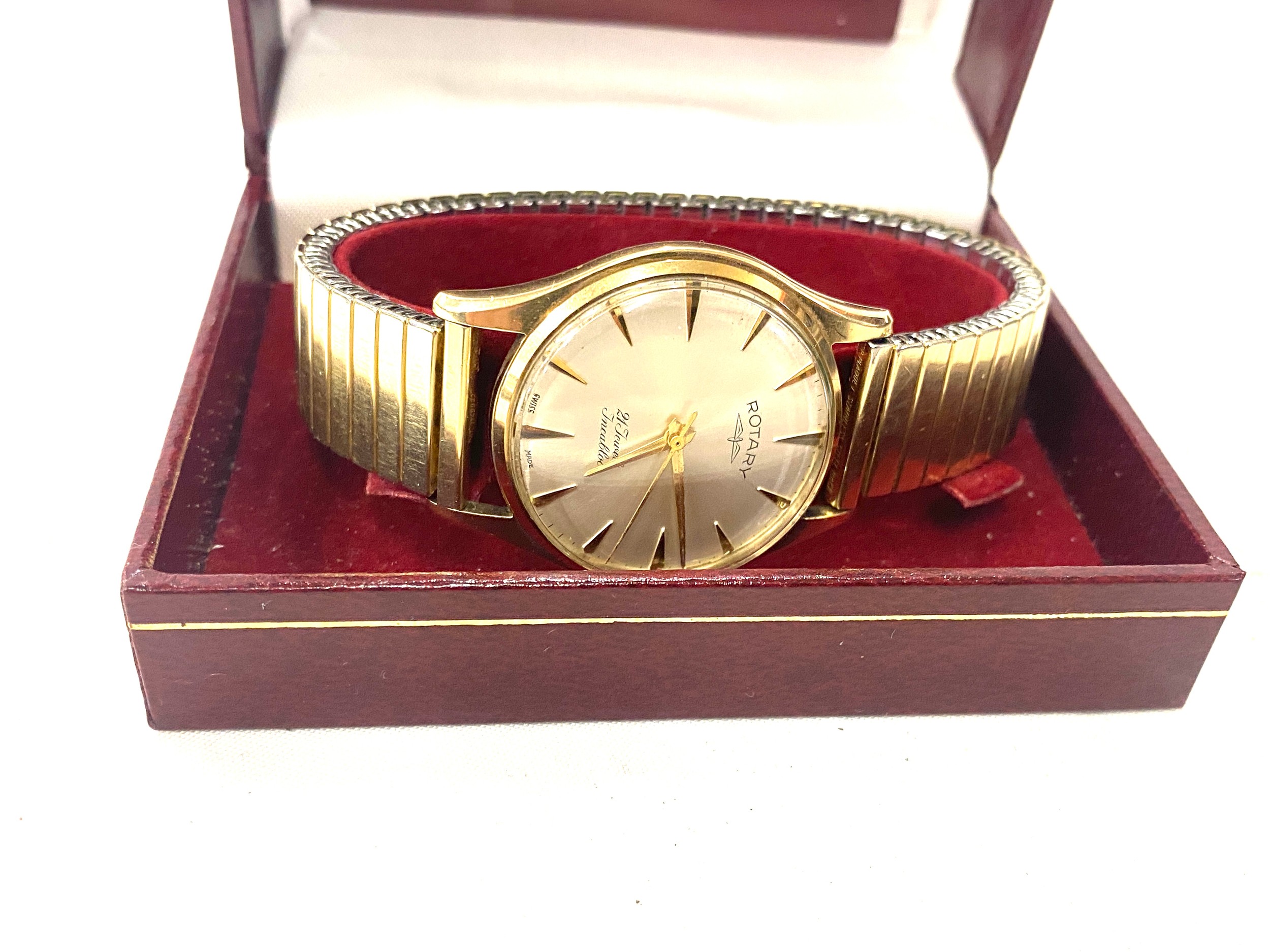 Gents 9ct gold Rotary 21 jewel presentation wristwatch, working order, presentation inscription to - Image 2 of 5