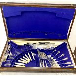 Selection of assorted Walker and Hall cutlery, in wooden presentation box (not original box)