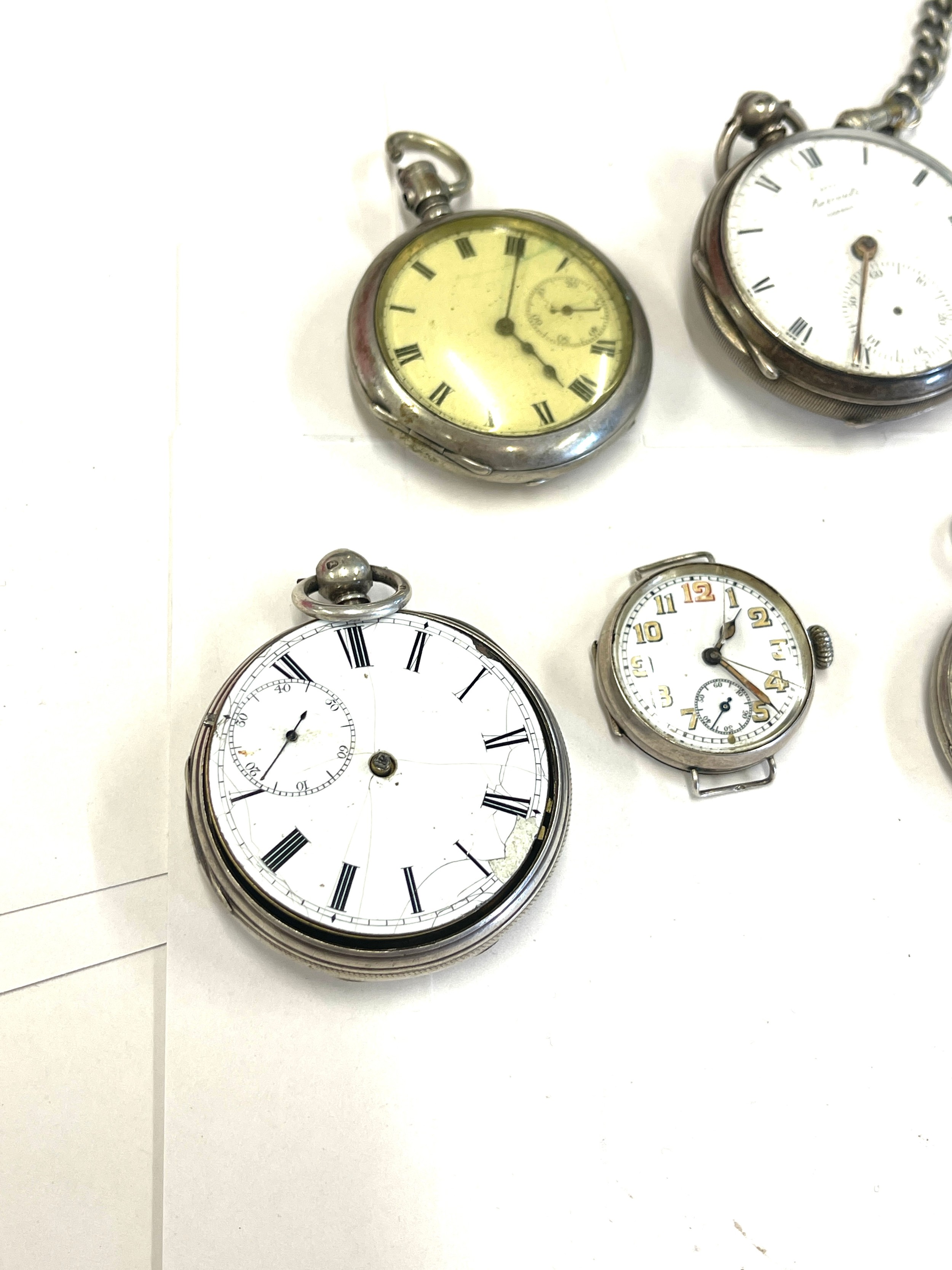 Four silver pocket watches and trench watch, all untested - Image 2 of 4
