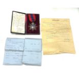 Cased WW1 period imperial service medal with paperwork awarded to W F Bray for his work at Royal