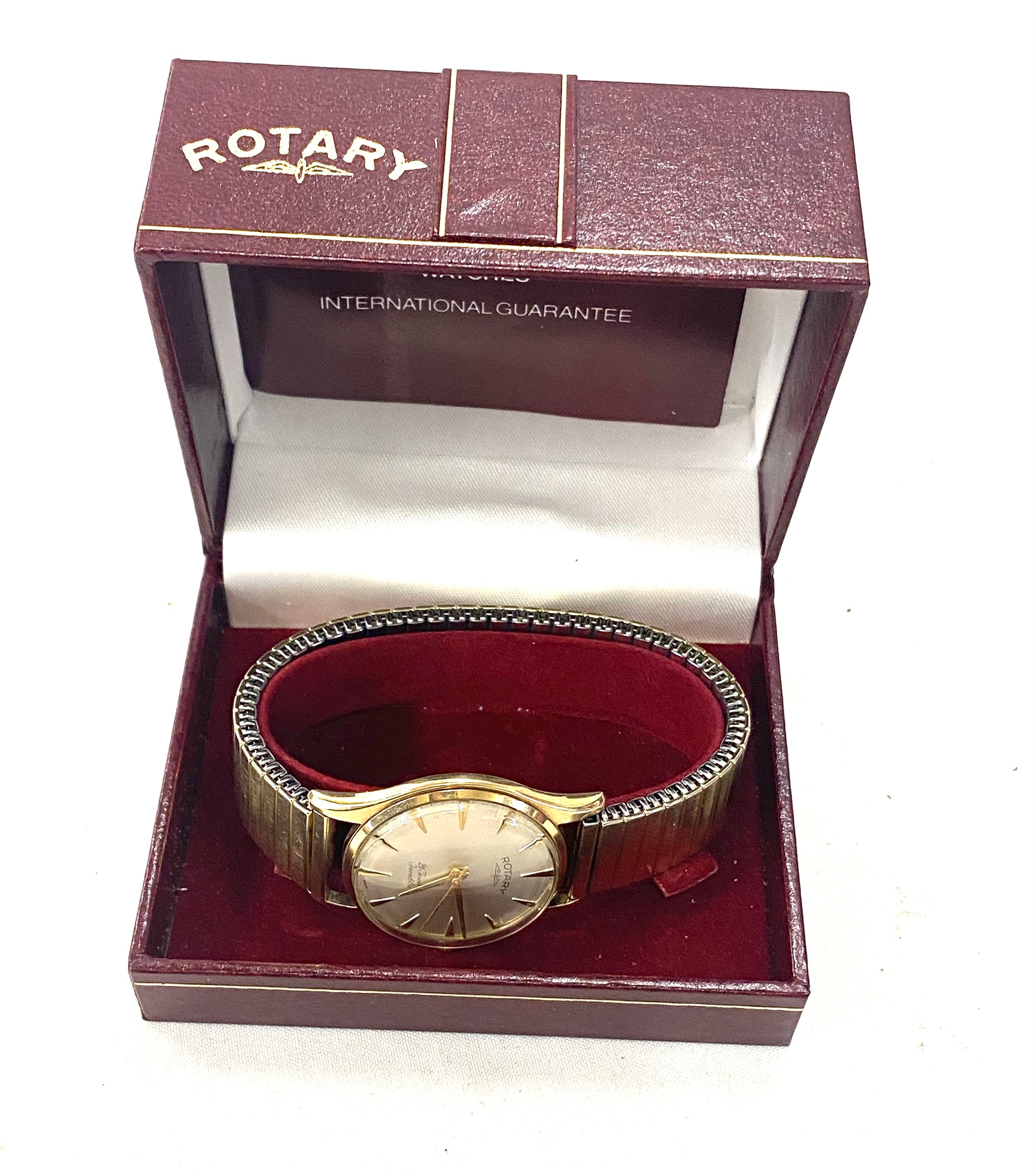 Gents 9ct gold Rotary 21 jewel presentation wristwatch, working order, presentation inscription to