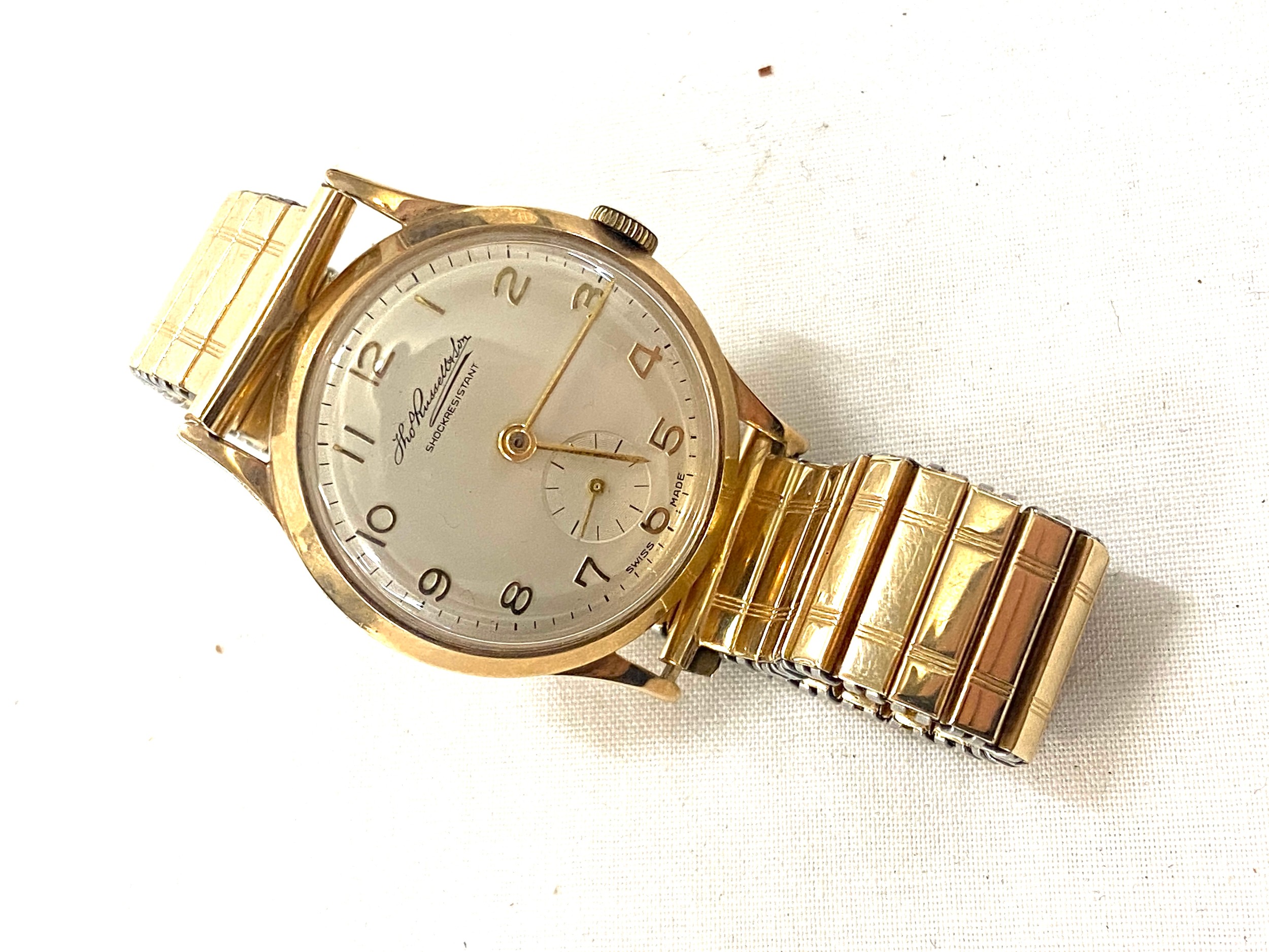 Gents 9ct gold Thos Russell & Son wristwatch, with original warranty certificate, working order, - Image 3 of 4