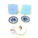 Selection of commemorative collector plates includes Royal Albert Lady Diana, Wedgwood the queen