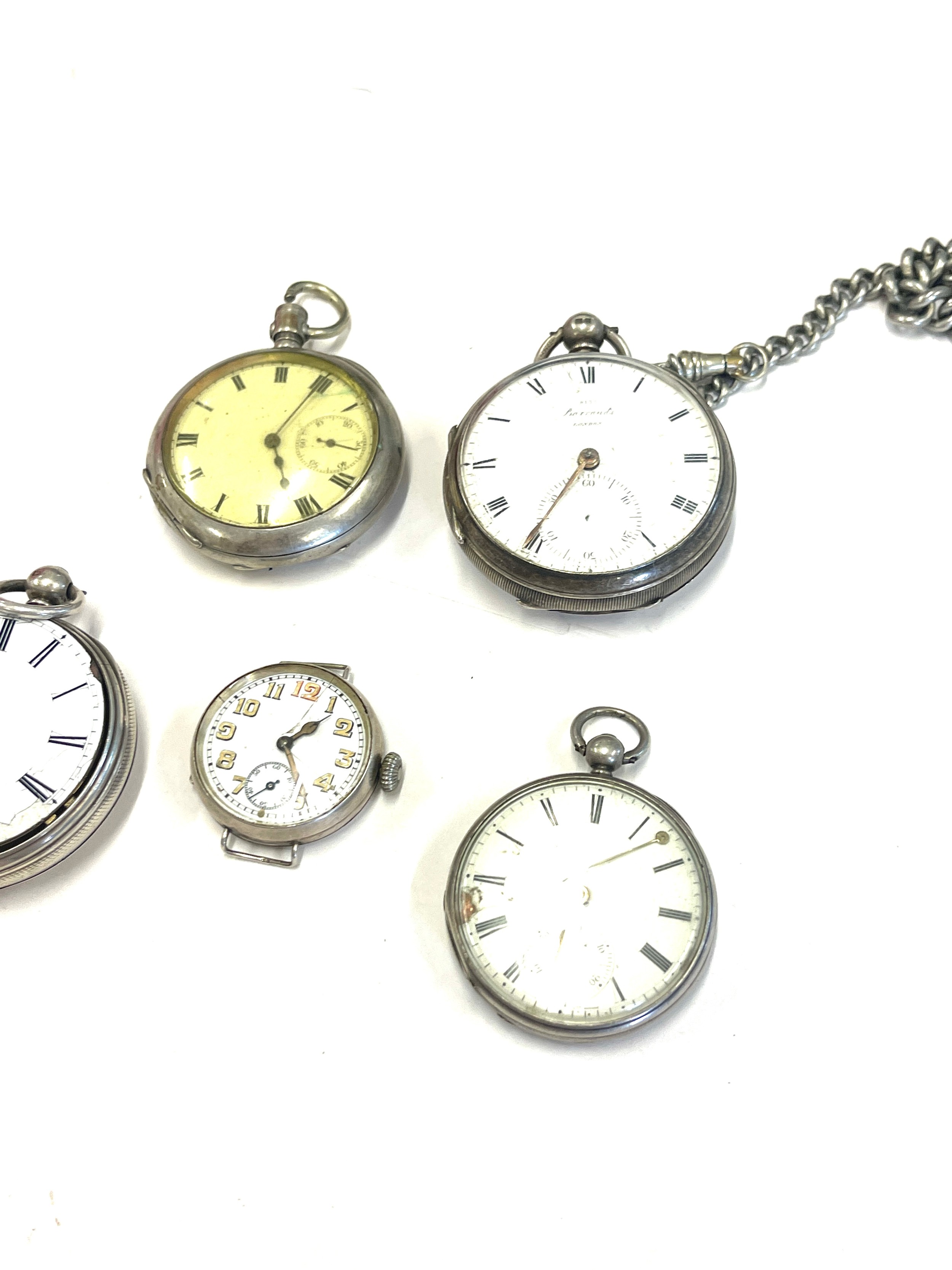 Four silver pocket watches and trench watch, all untested - Image 3 of 4