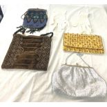 4 Vintage handbags includes one beaded example