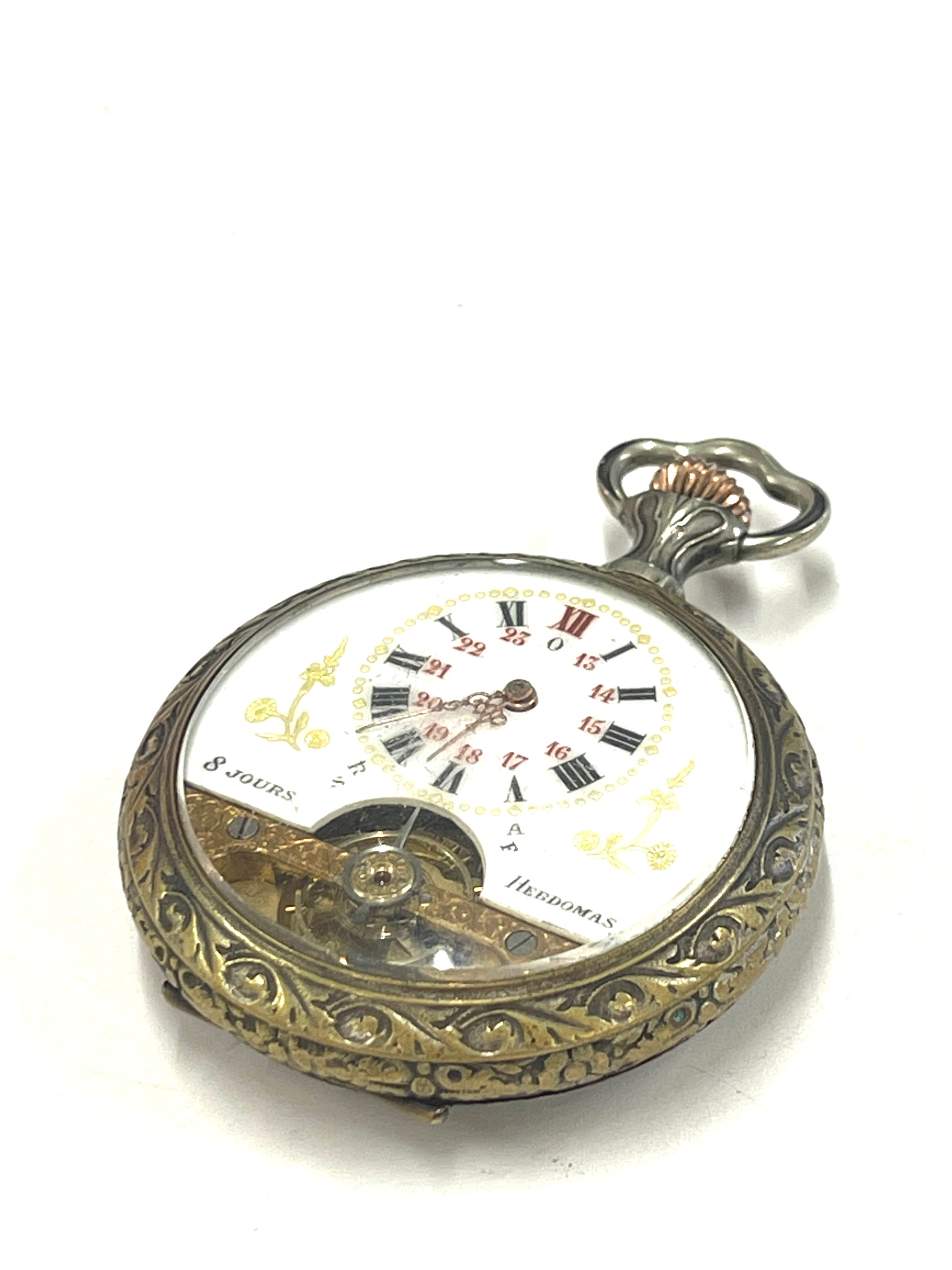 Rare Hebdomas pocket watch early flight aeroplane interest, Aeronautica, winds up and ticks - Image 2 of 3