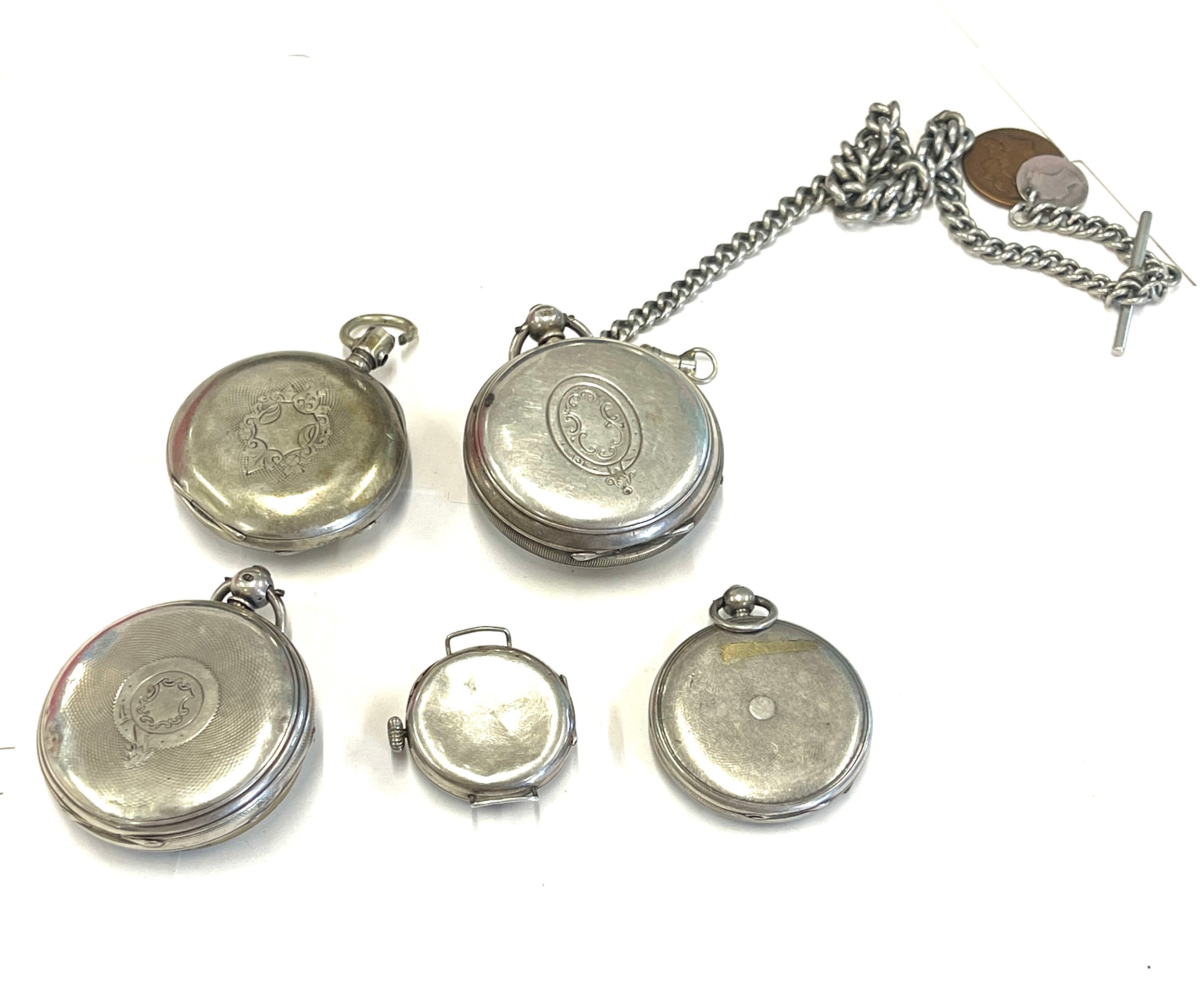 Four silver pocket watches and trench watch, all untested - Image 4 of 4