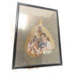 Framed vintage painting on a leaf