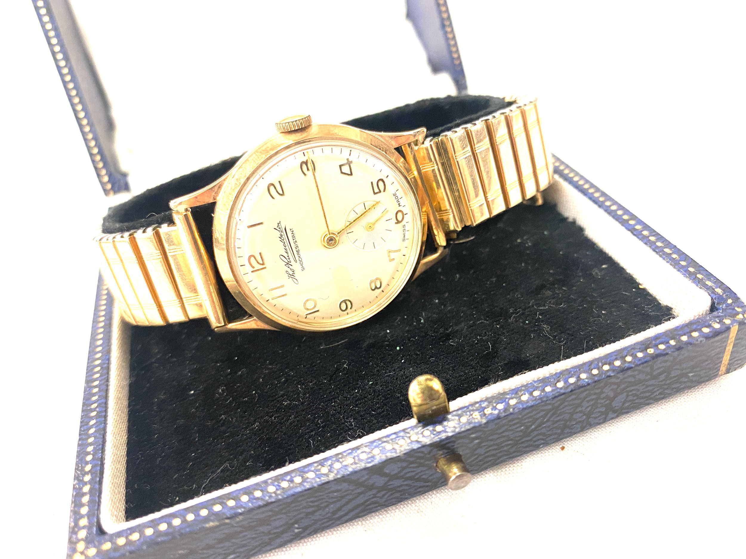 Gents 9ct gold Thos Russell & Son wristwatch, with original warranty certificate, working order, - Image 2 of 4