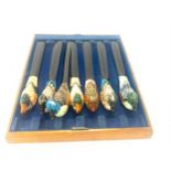 7 Hand painted duck letter openers in box