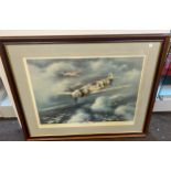 Large framed spitfire print, signed, limited edition 20/950, measures approx 31 inches by 37.5