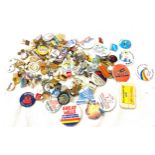 Tray of assorted badges includes football, bowls etc