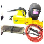 ZX7-200 mini Electrical Welder with leads and automatic welding helmet and gloves all as new