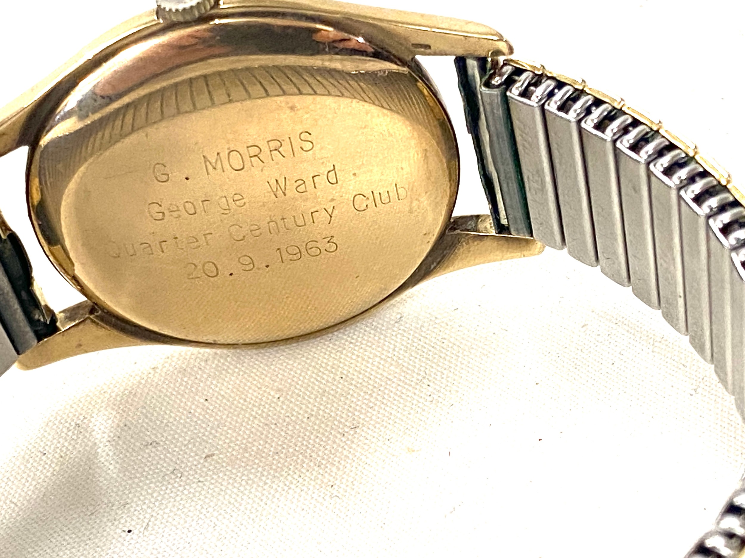 Gents 9ct gold Rotary 21 jewel presentation wristwatch, working order, presentation inscription to - Image 5 of 5