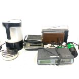 Selection of electrical items includes Coffee machine, radio etc