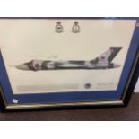 Vulcan B.2 XH558 Vulcan display flight print, signed, measures approx 22 inches by 18 inches