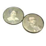 2 Antique Daguerreotype photographs, diameter approximately 3.5cm