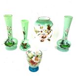 5 Pieces of opaque glass vases