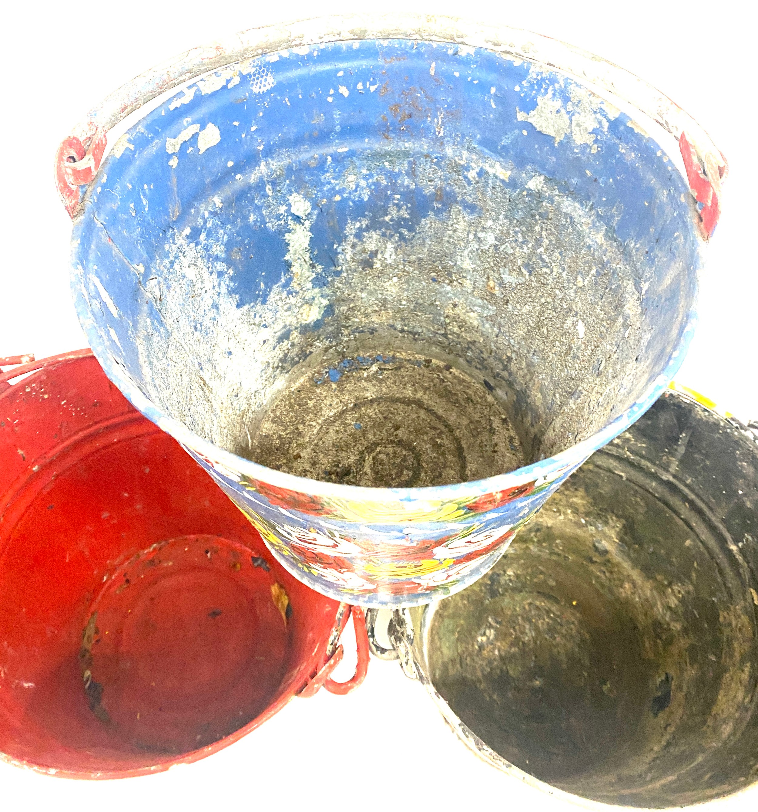 3 painted galvanished decorative buckets / bargeware - Image 5 of 7