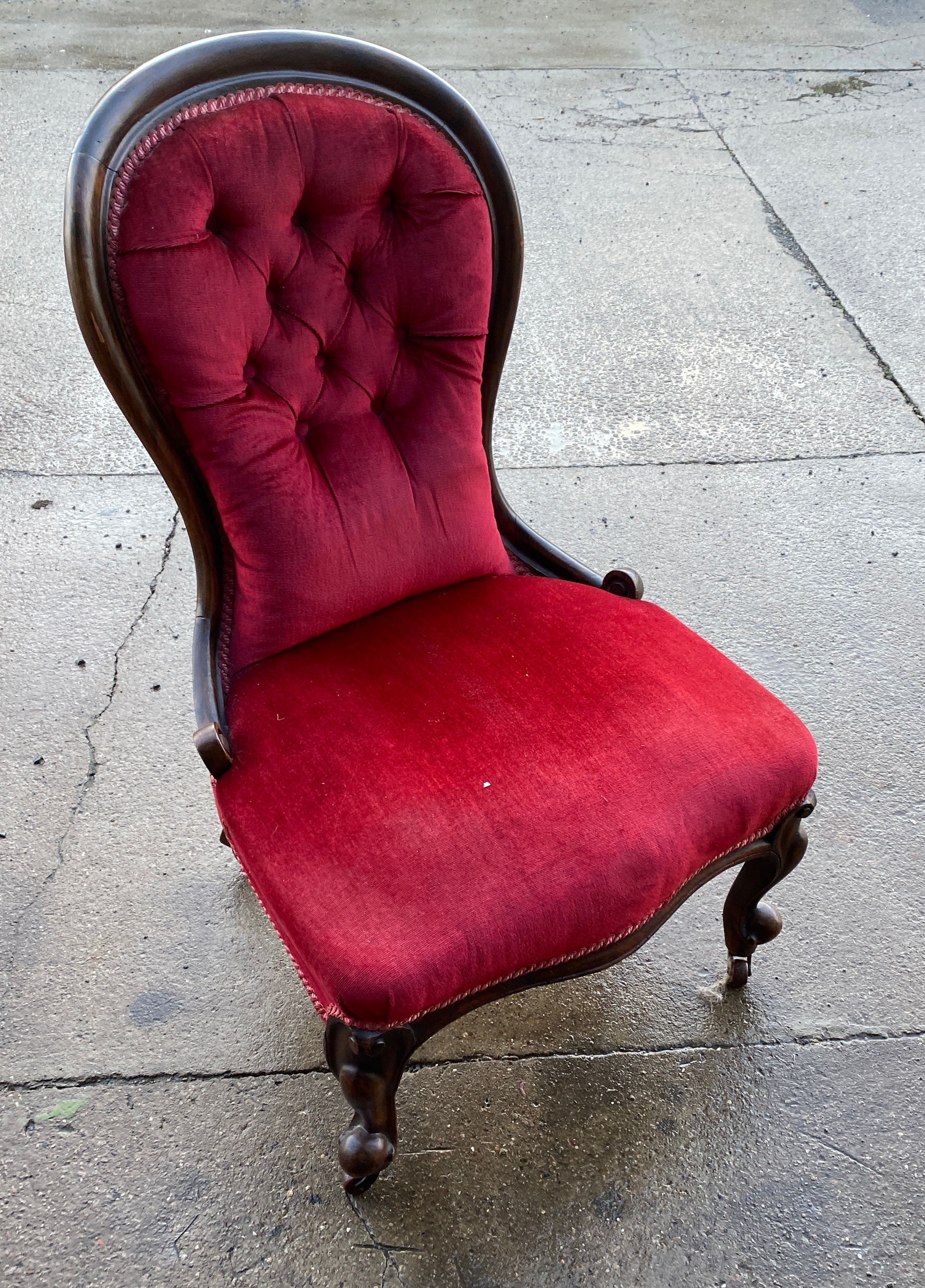 Victorian spoon back nursing chair