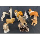 Selection of 9 Beswick dog figures includes German Sheppard, Rough Collie, Shiz zhu etc