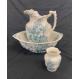 Decorative vintage blue and white jug and bowl