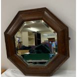 Hexagonal wooden framed bevelled edge mirror measures approx 17inches by 17 inches