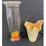 2 Large glass over sized vases, tallest measures approx 23 inches tall