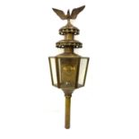 Vintage brass outdoor carriage light, height 26 inches