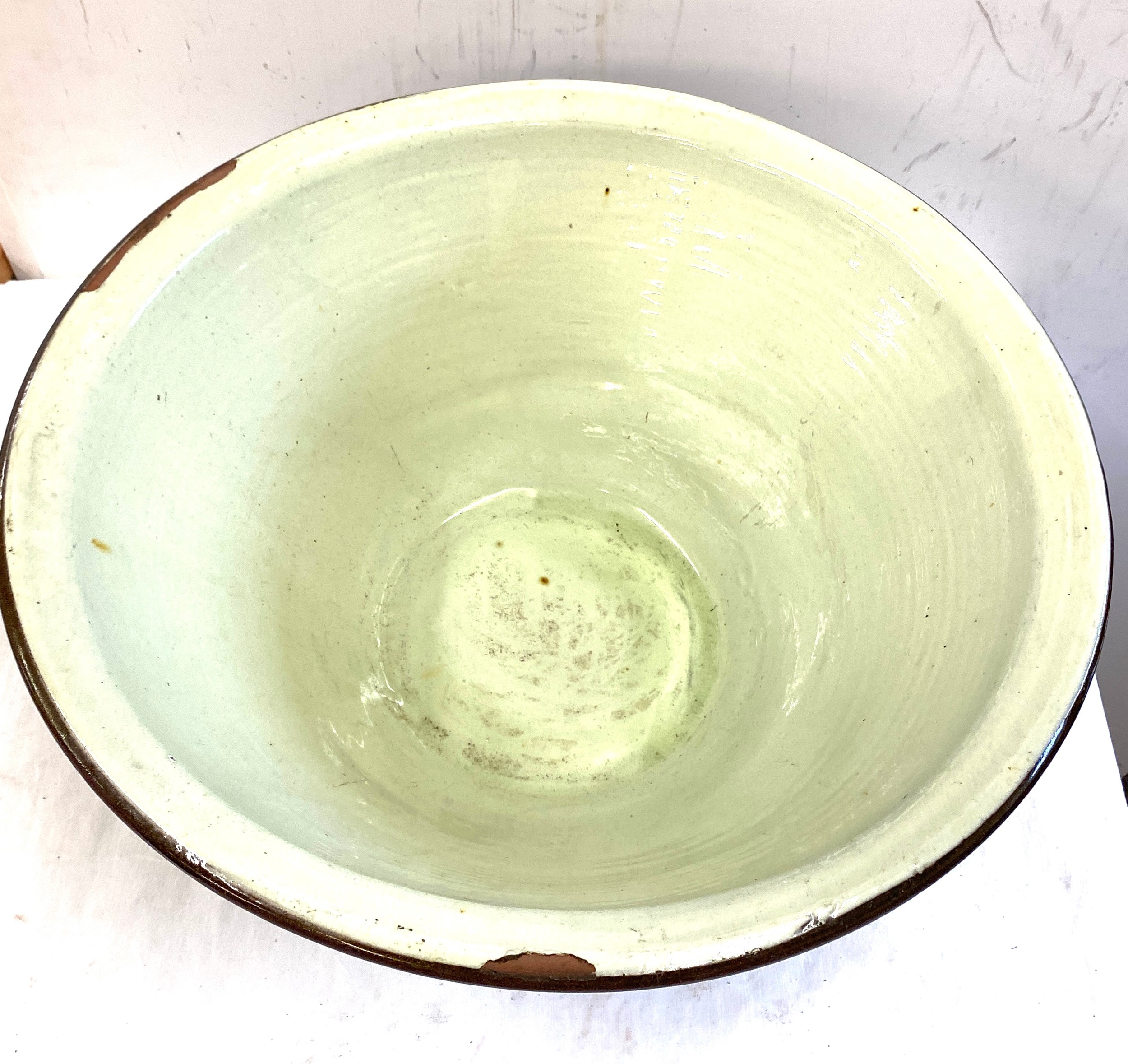 19th century dairy bowl measures approx 8 inches tall 18 inches diameter - Bild 2 aus 3