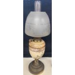 Victorian oil lamp, with china base, approximate height 23.5 inches