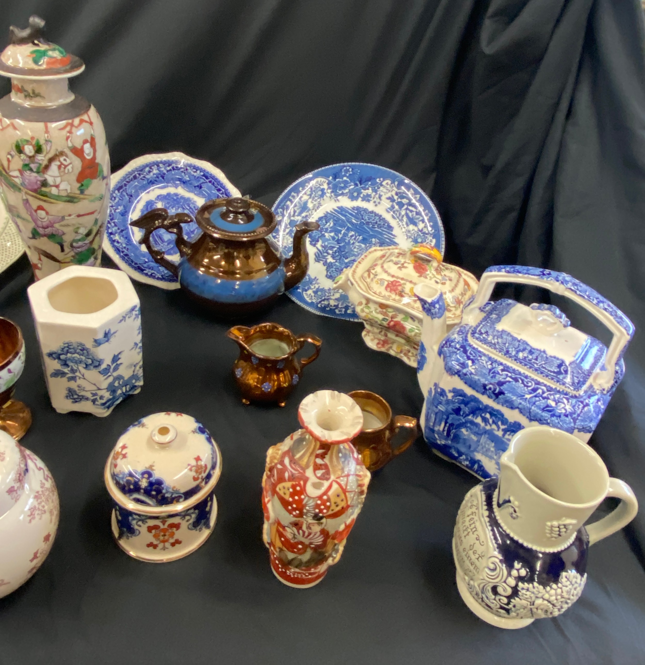 Large selection of miscellaneous pottery includes Lidded vase, Masons etc - Image 4 of 6