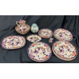 Large selection of Masons pottery includes jugs, bowls, plates, sweet dish, fruit bowl etc